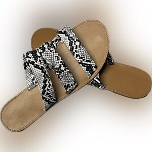 Elegant Black and White Snakeskin Sandals